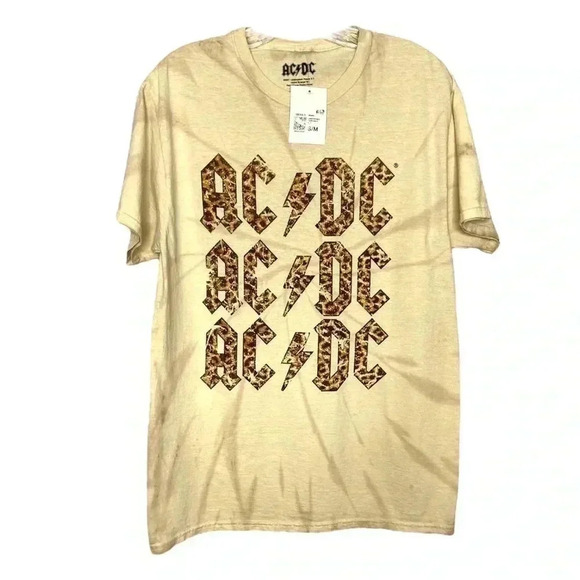 Forever 21 AC/DC TIE DYE ANIMAL PRINT GRAPHIC TEE SHIRT - Picture 1 of 5